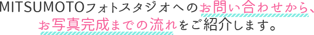 MITSUMOTOフォトスタジオへのお問合せから、お写真完成までの流れをご紹介します。